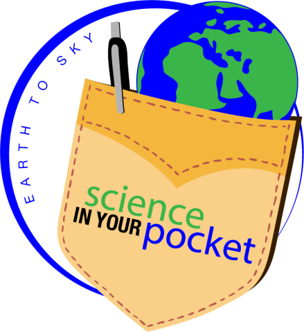 Colorful graphic with text saying science in your pocket